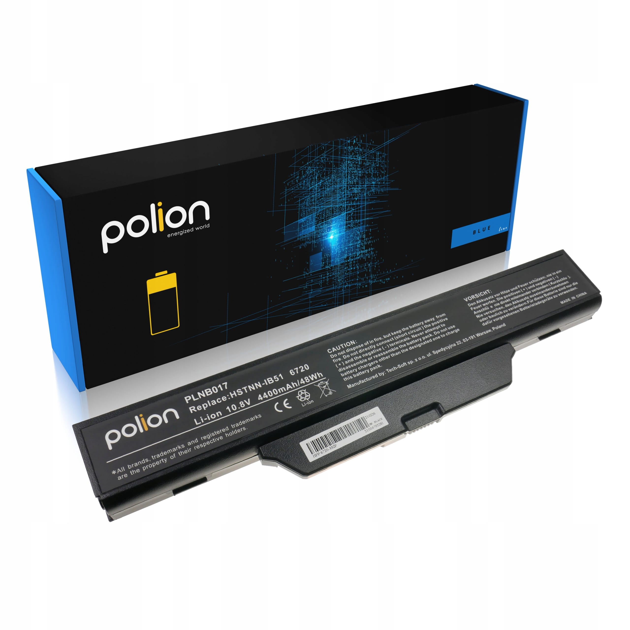 Baterie Polion HSTNN-IB51 pro notebooky HP Compaq 550 610 615 6720s 6735s 4400mAh
