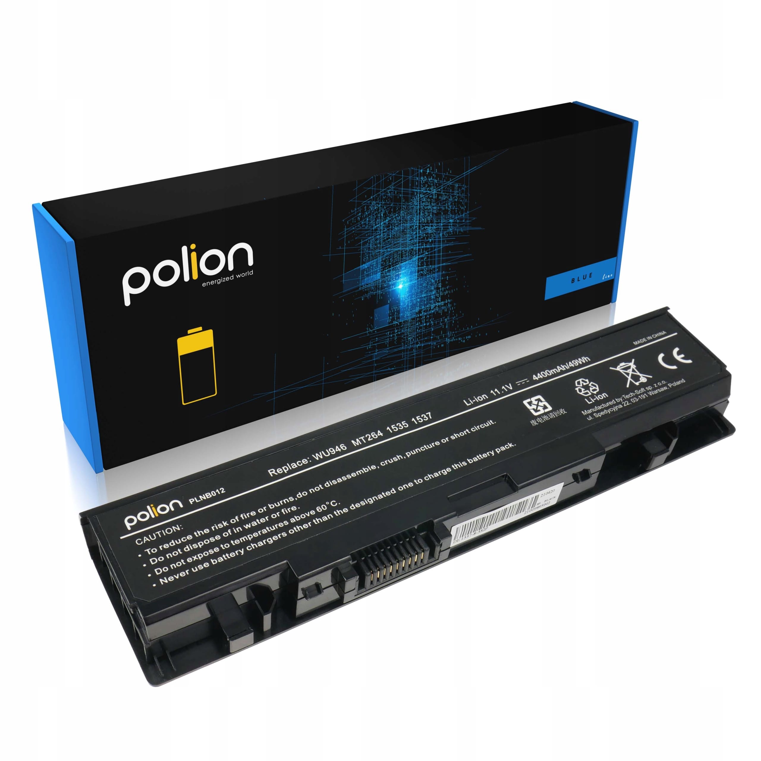 Baterie Polion WU946 pro notebooky DELL Studio 1500 1535 1536 1550 1555 1557 4400mAh