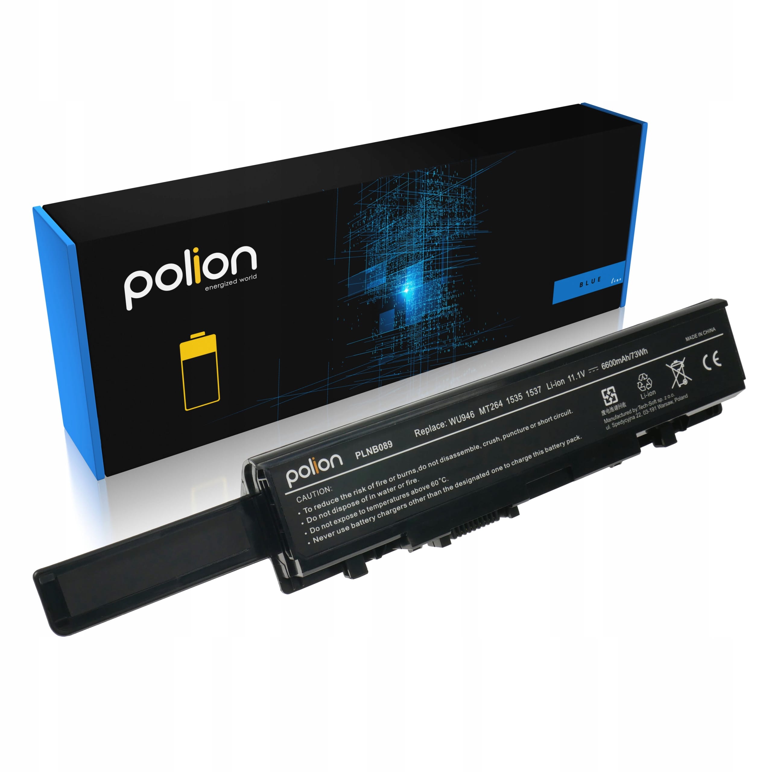 Baterie Polion WU946 pro notebooky DELL Studio 1500 1535 1536 1537 1550 1555 6600mAh