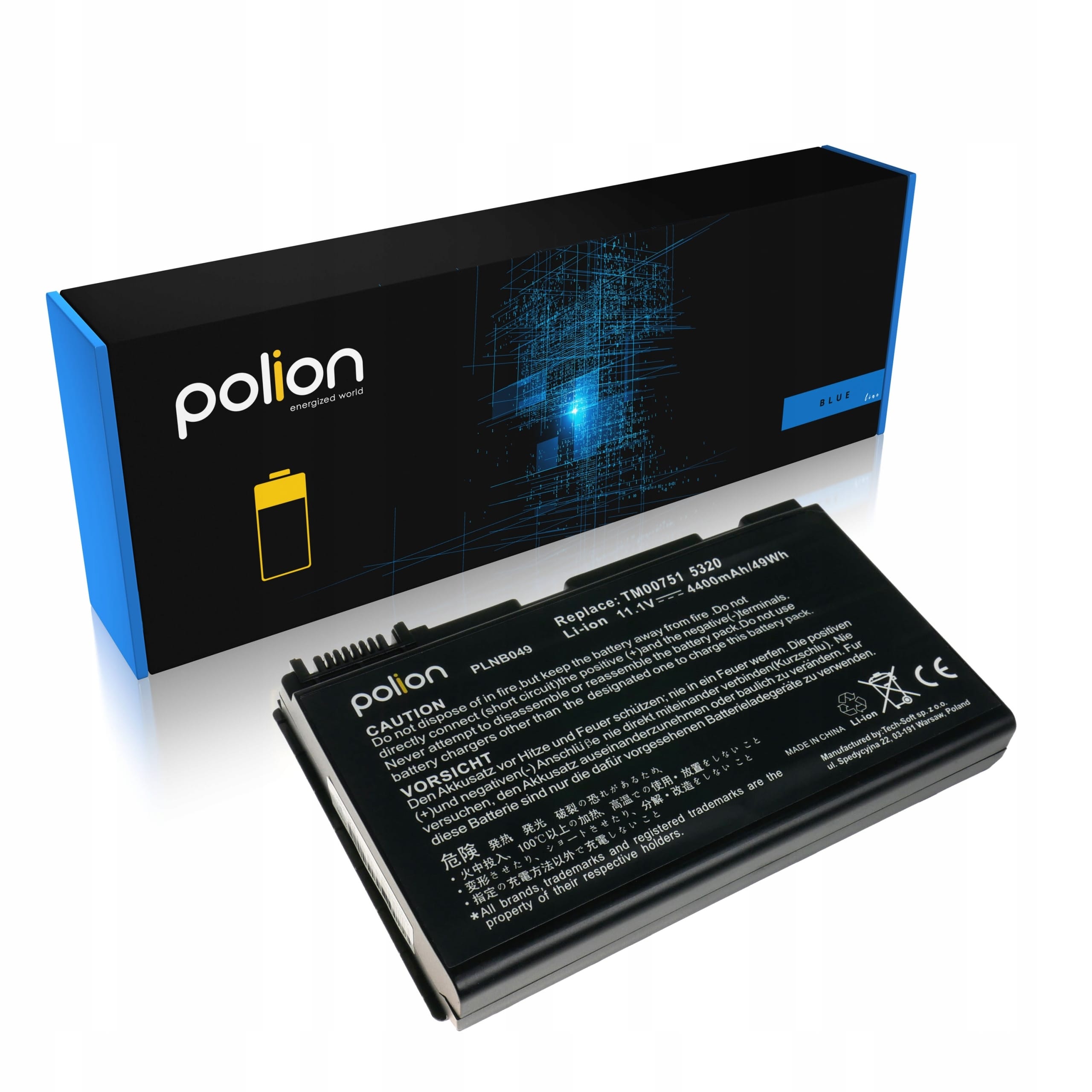 Baterie Polion TM00751 pro notebooky ACER Extensa 5210 5220 5230 5420 5620 4400mAh
