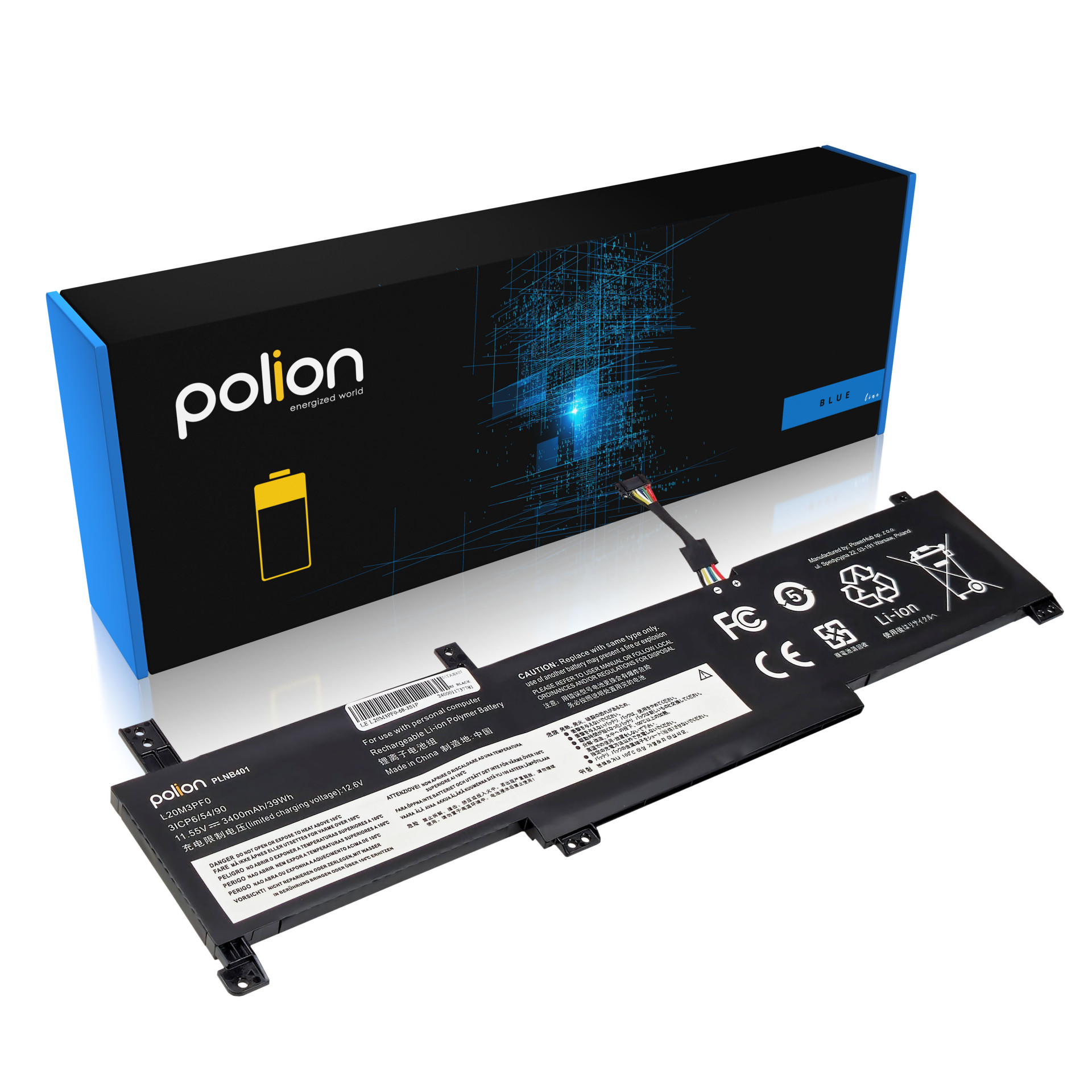 Baterie Polion L20M3PF0 pro notebooky LENOVO Ideapad V14 V15 V17 K14 S14 3400mAh