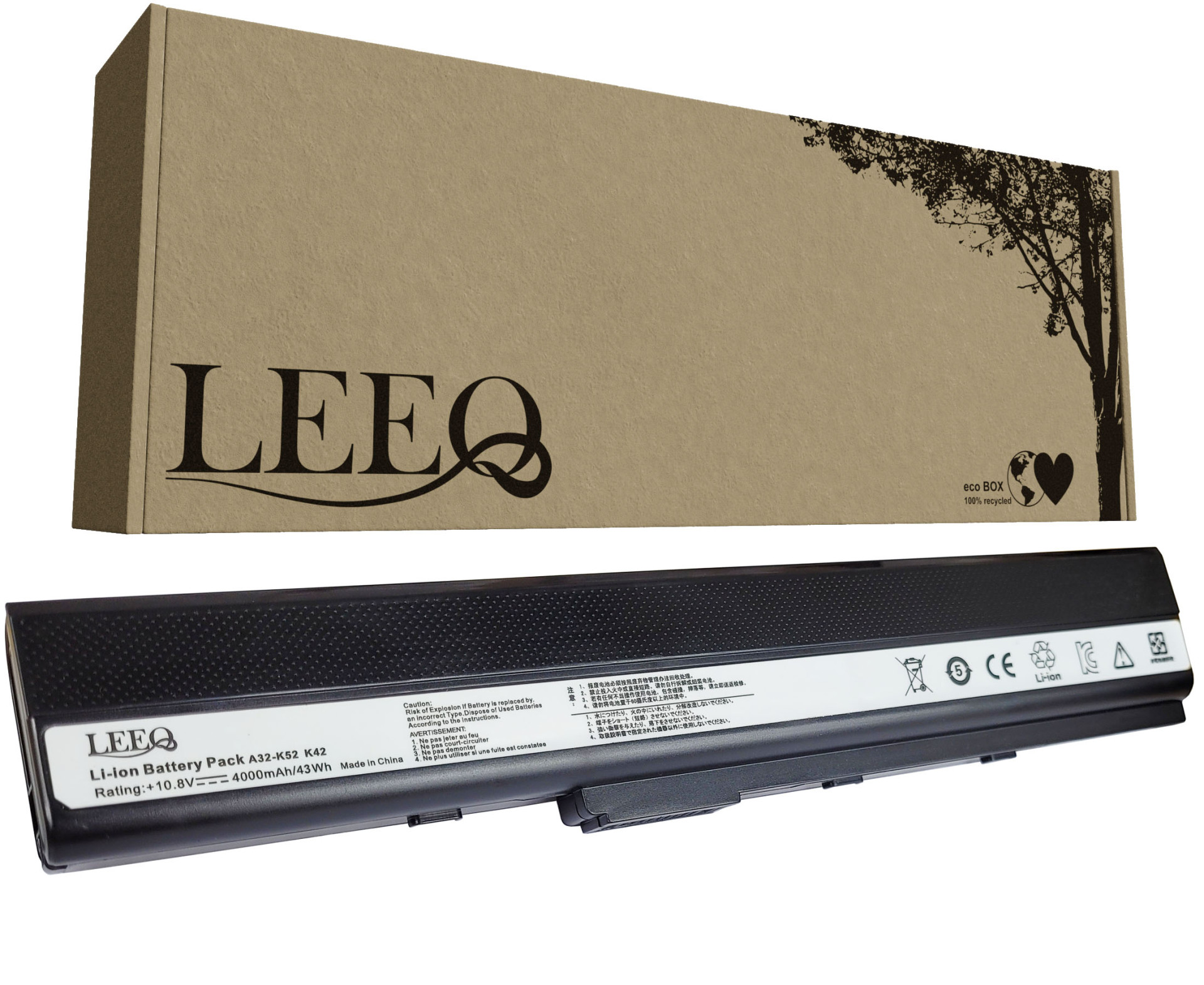 Baterie LEEQ LB053 pro notebooky ASUS A32-K52 A40 A52F B53 B53V K42 K52F K52J K52JC 4000mAh