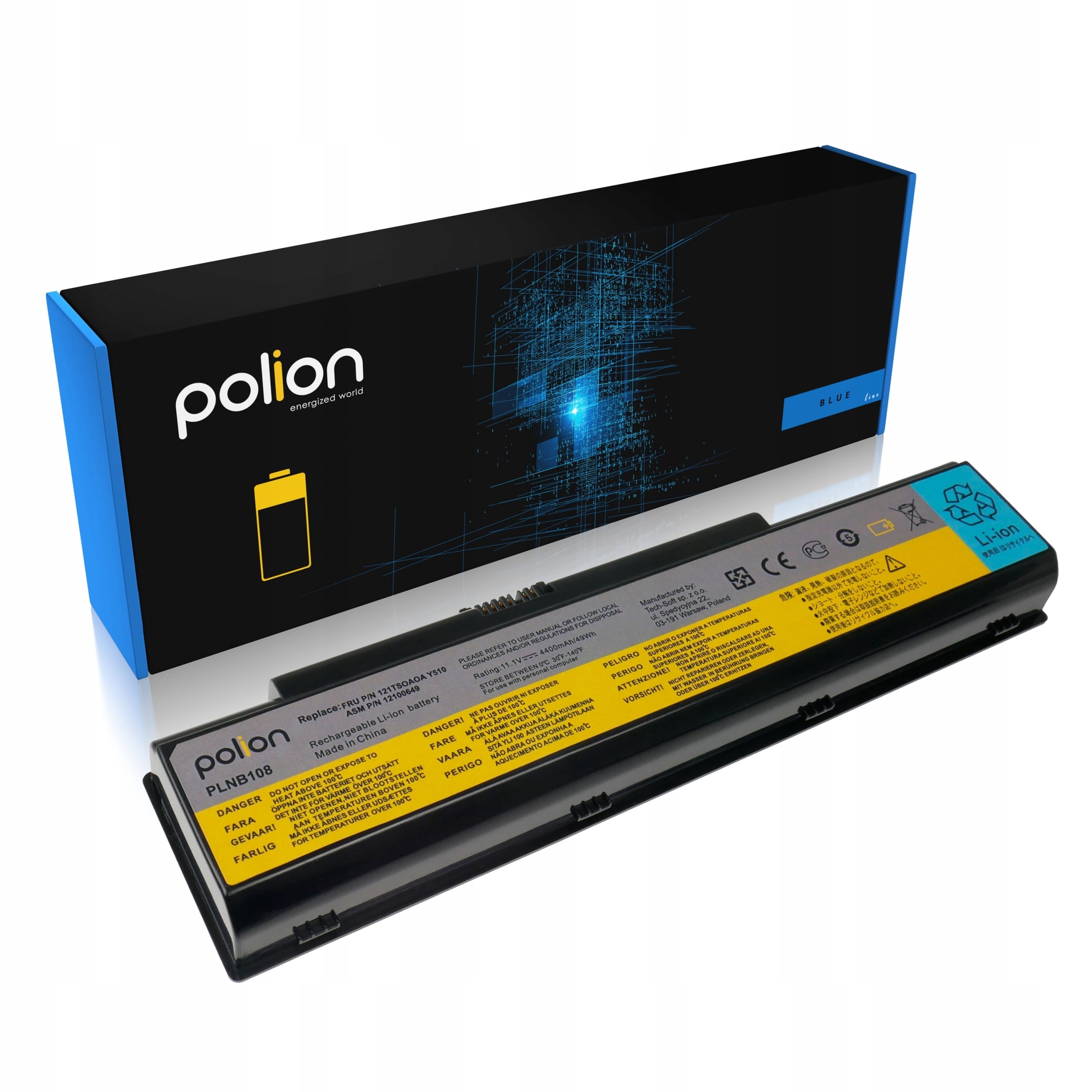Baterie Polion L08P6D11 pro notebooky LENOVO IdeaPad V550 Y5110 Y530 Y710 Y730 Y500 4400mAh