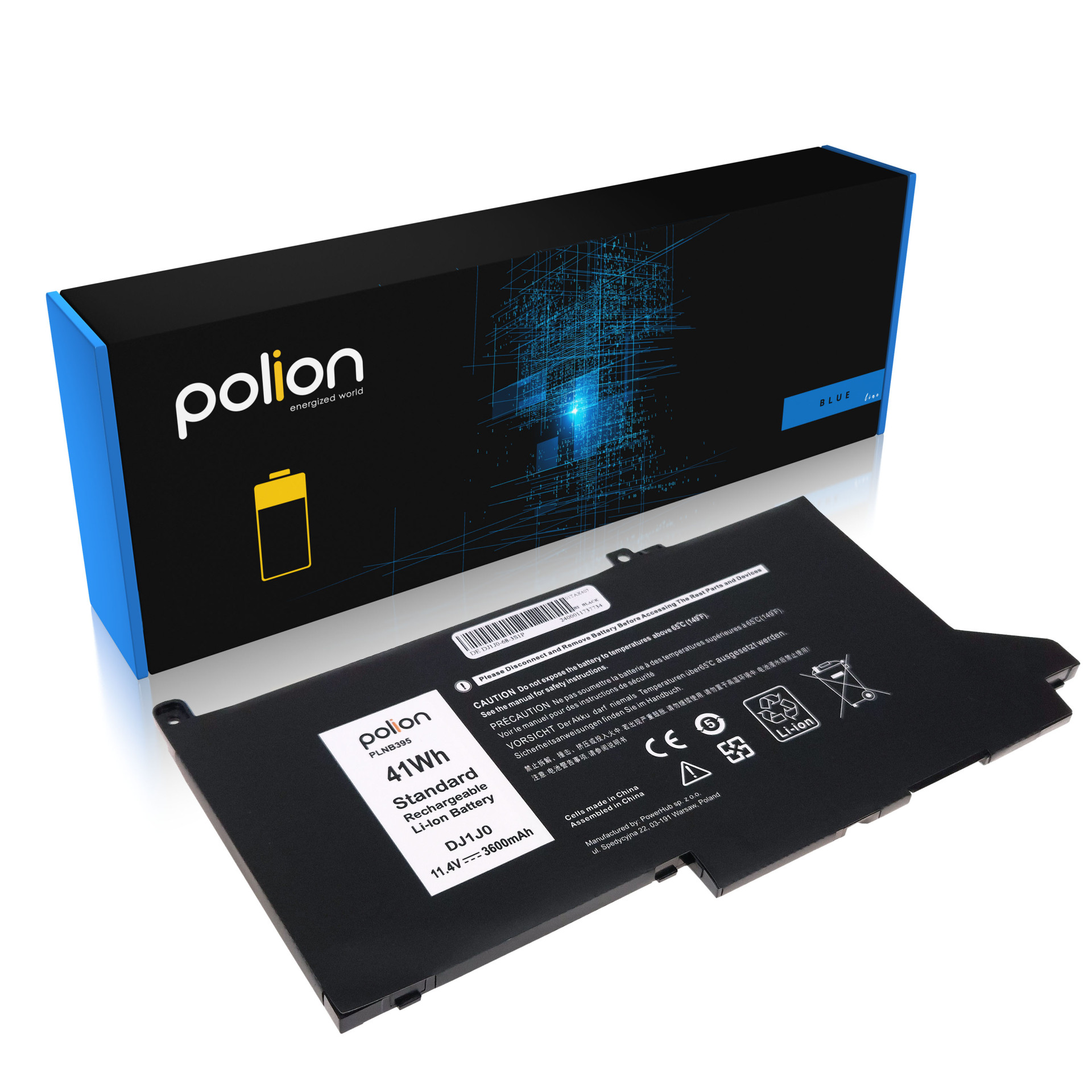 Baterie Polion DJ1J0 pro notebooky DELL Latitude 7290 7380 7390 7490 E7000 3600mAh