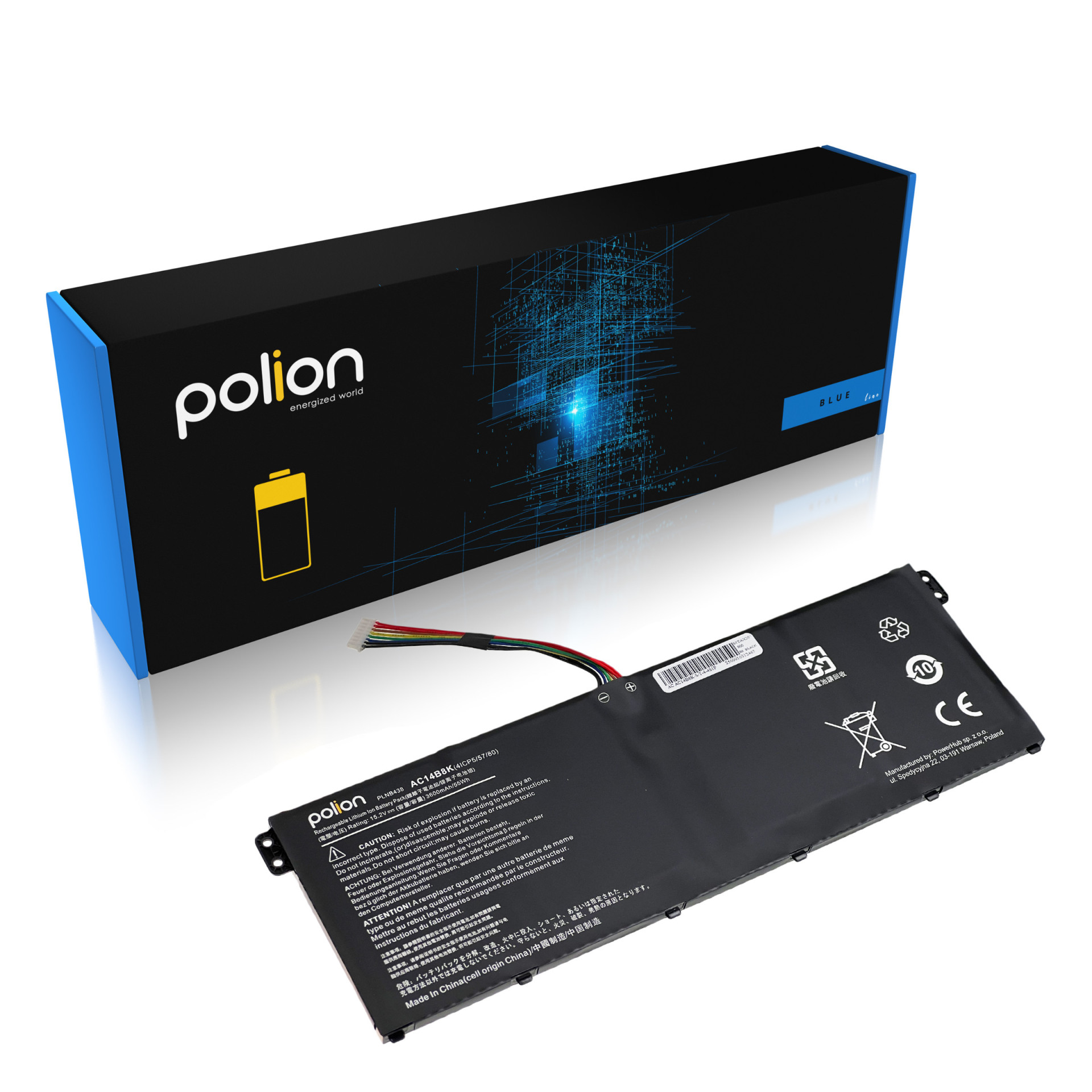 Baterie Polion AC14B8K pro notebooky ACER AC14B7K AC14B8K V11 V13 TravelMate B115 3600mAh