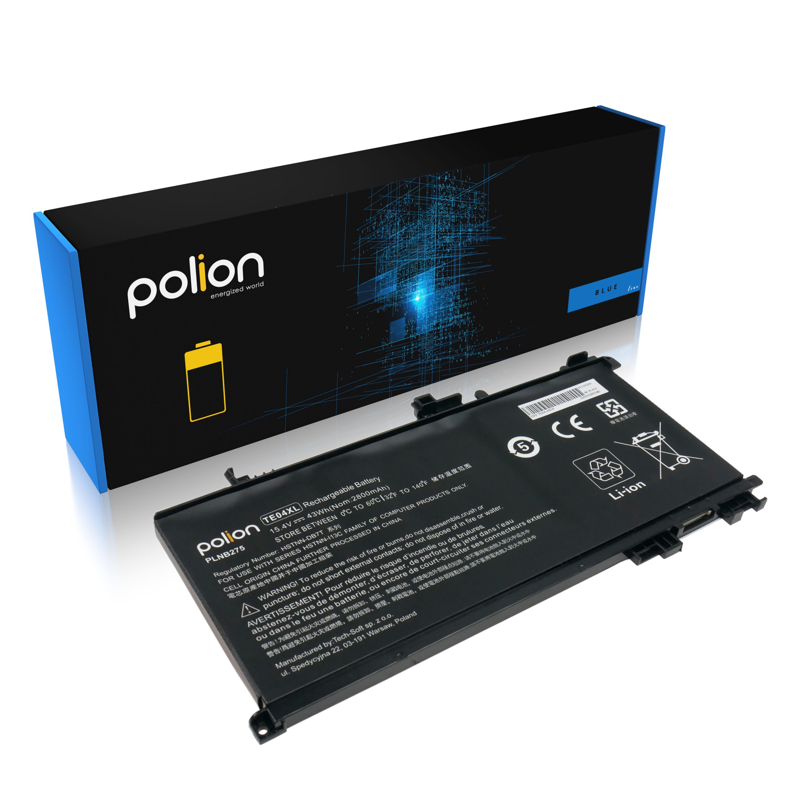 Baterie Polion TE04XL pro notebooky HP Omen 15 Pavilion 15 – 15,4V 2800mAh 43Wh