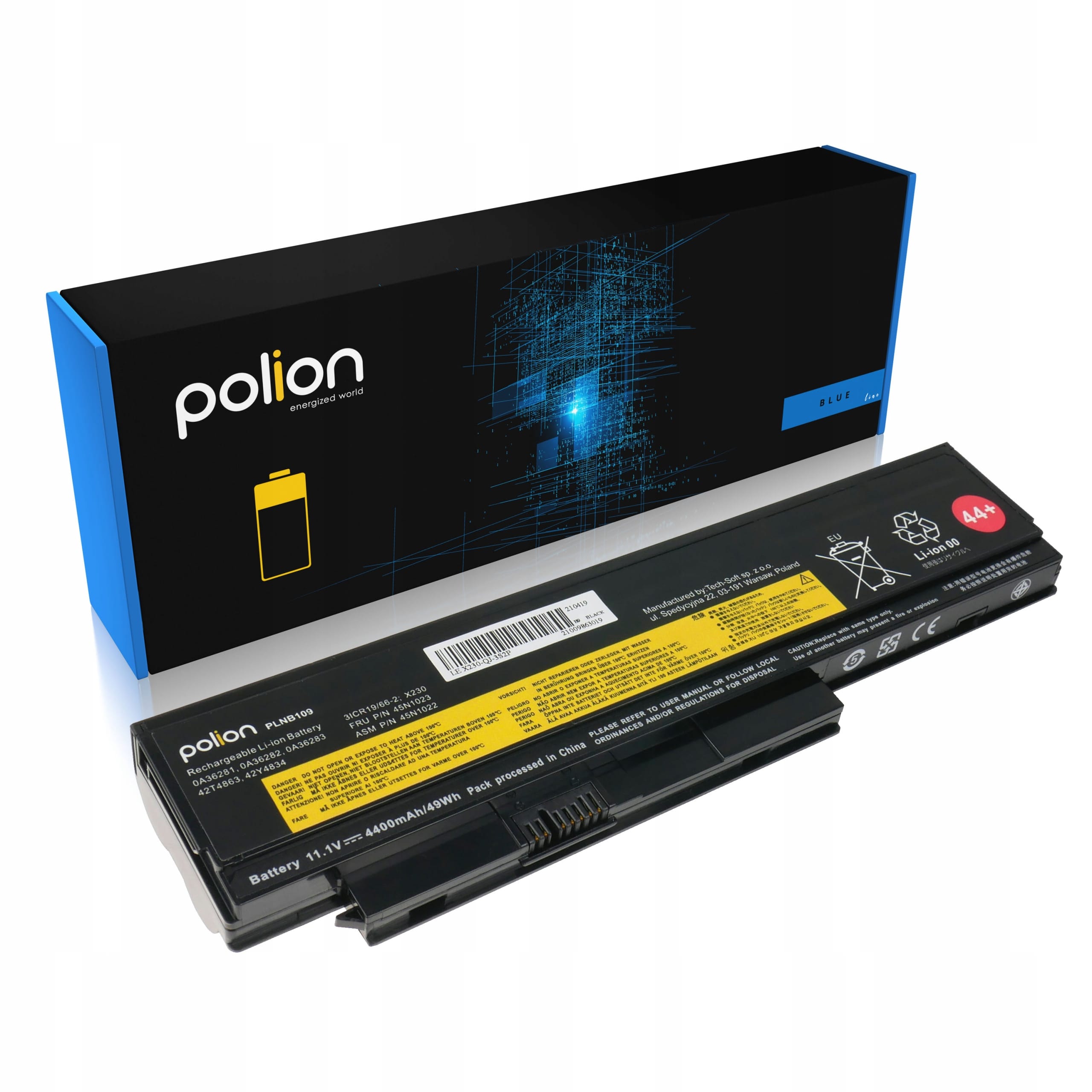 Baterie Polion 45N1023 pro notebooky LENOVO ThinkPad X230 X230i X220 X220i 4400mAh