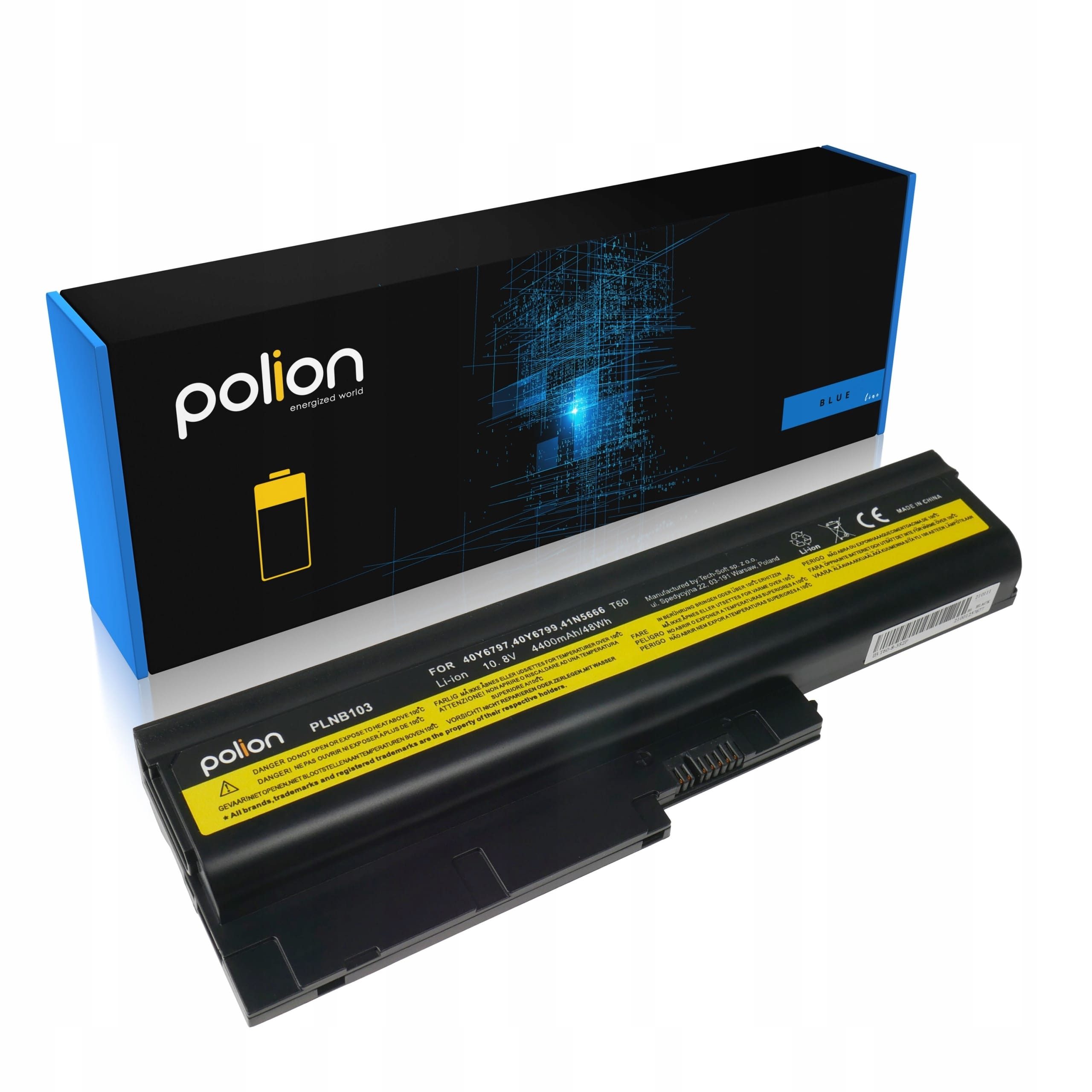 Baterie Polion 92P1139 pro notebooky LENOVO ThinkPad R500 R60 R60e R60i R61e R61i T500 4400mAh