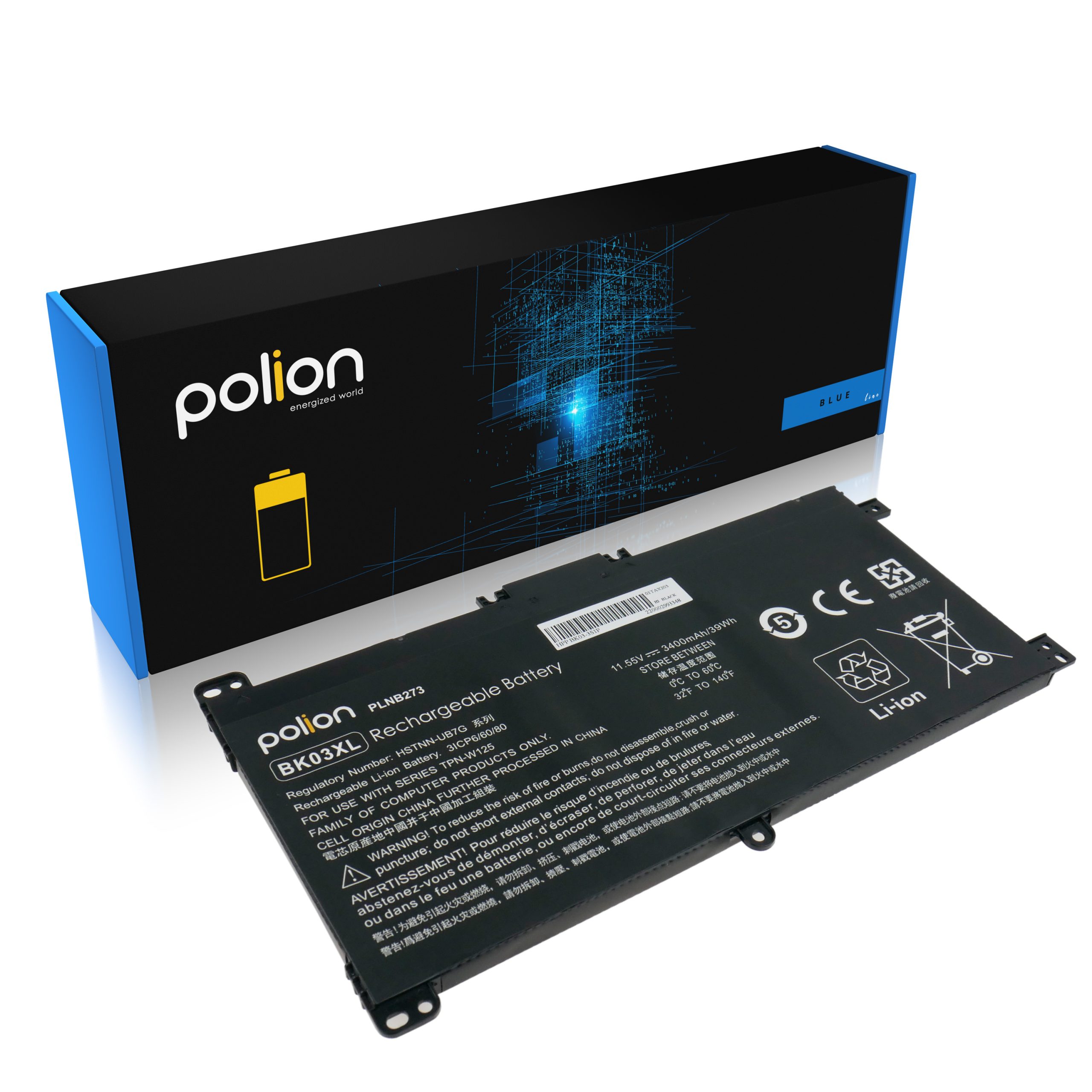 Baterie Polion BK03XL pro notebooky HP Pavilion x360 14-BA 3400mAh