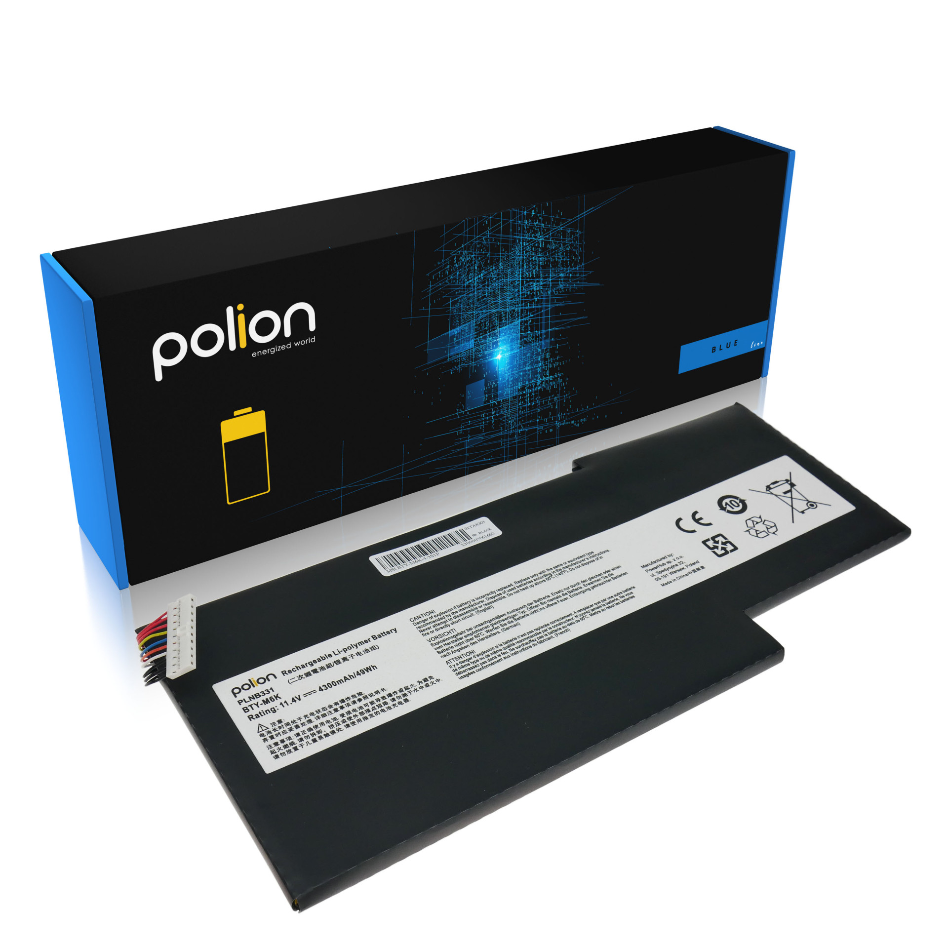 Baterie Polion BTY-M6K pro notebooky MSI GF63 GF65 GF75 GS73VR WP65 4300mAh