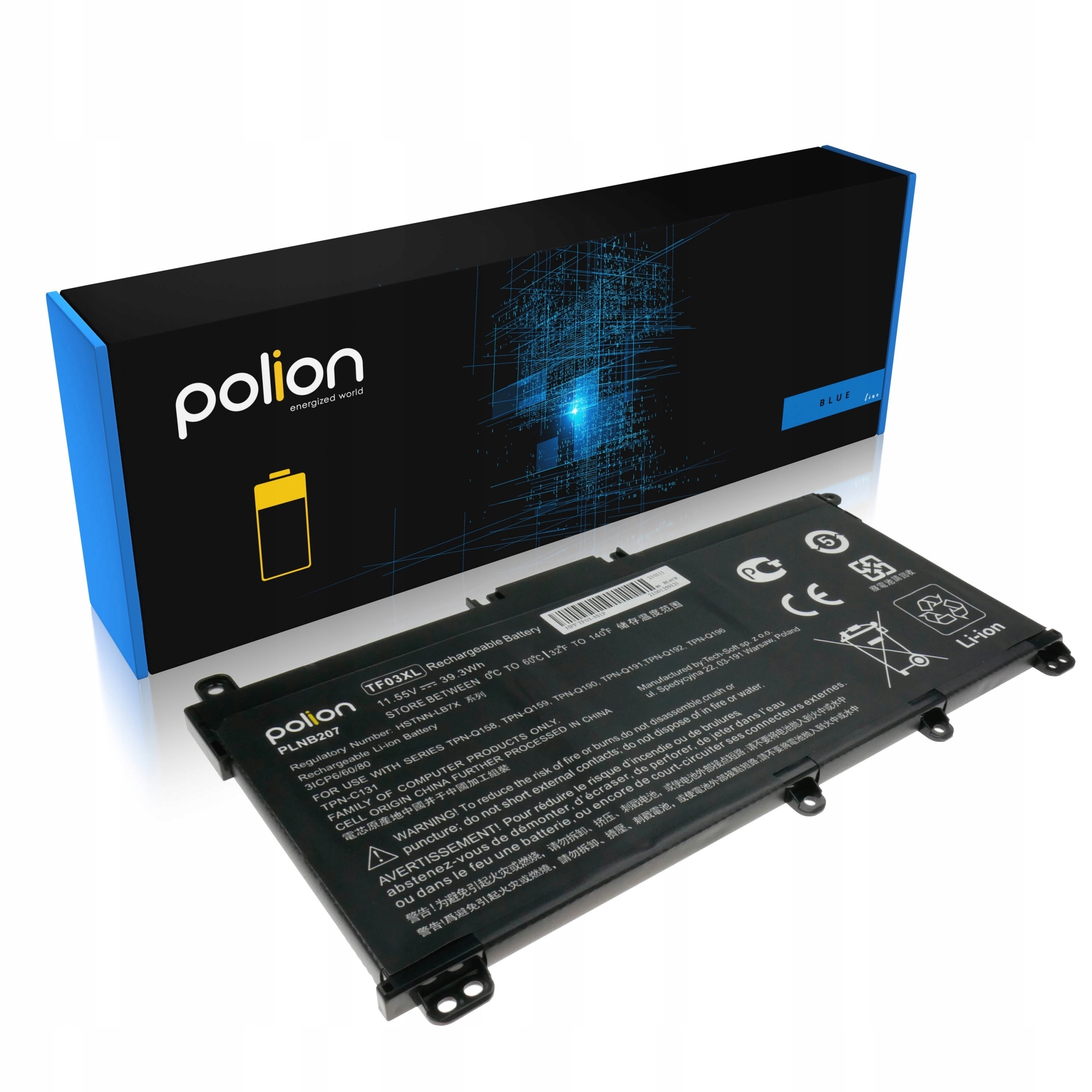 Baterie Polion TF03XL pro notebooky HP Pavilion 14-BF 15-CC 17-AR - 3400mAh 39Wh