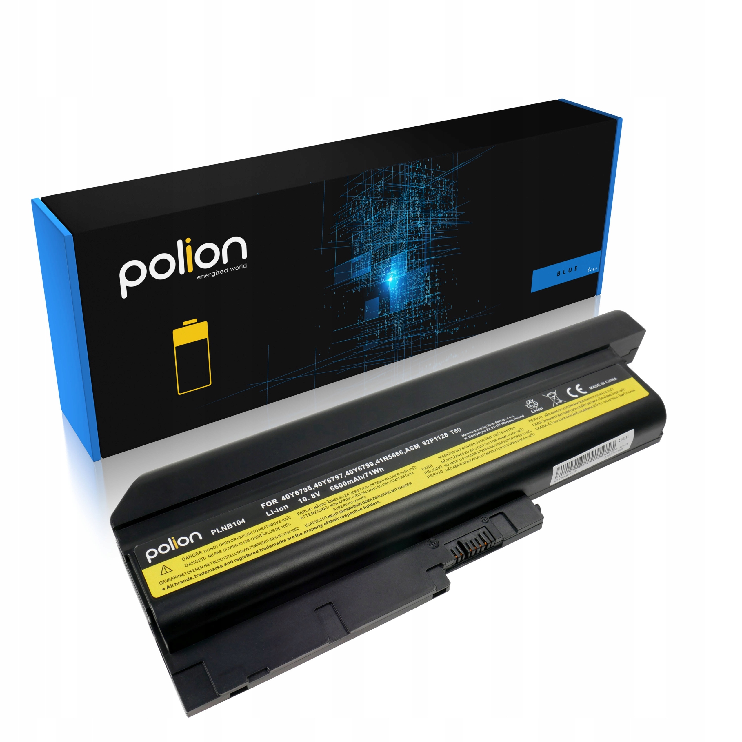 Baterie Polion 92P1139 pro notebooky LENOVO ThinkPad R500 R60 R60e R60i R61e R61i T500 6600mAh